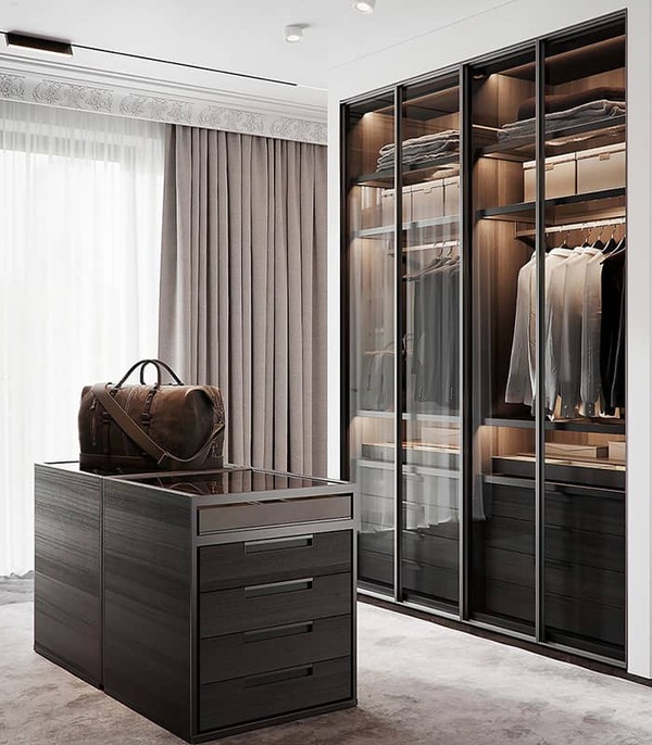 Tủ quần áo cửa lùa phong cách tối giản, sang trọng