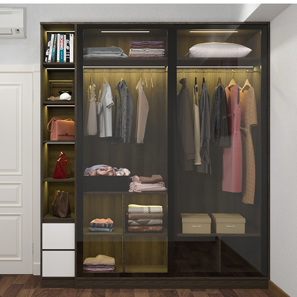 Tủ nhôm kính quần áo cửa lùa dành cho không gian nhỏ