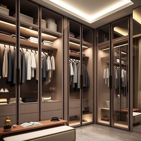 Tận dụng tối đa không gian lưu trữ chiều dọc bằng tủ quần áo cao kịch trần