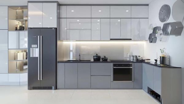 Tủ bếp chữ L nhựa Acrylic với vẻ đẹp sang trọng